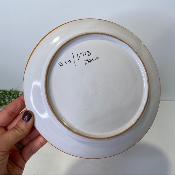 Handmade Handpainted Made in Italy Sunflower Plate Yellow & White A10/V118 - Picture 4 of 6